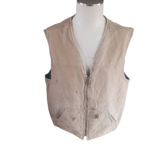 Distressed carhartt v28 in camel extra large tall fleece lined - Picture 1 of 3